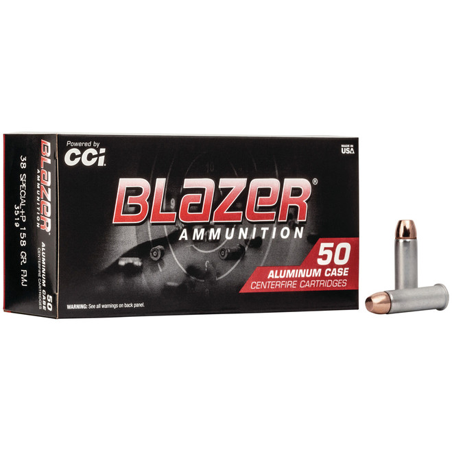 CCI Blazer Pistol Ammo 38 Spec. +P 158 gr. FMJ 50 pk. CCI Blazer Pistol Ammo 38 Spec. +P 158 gr. FMJ 50 pk.