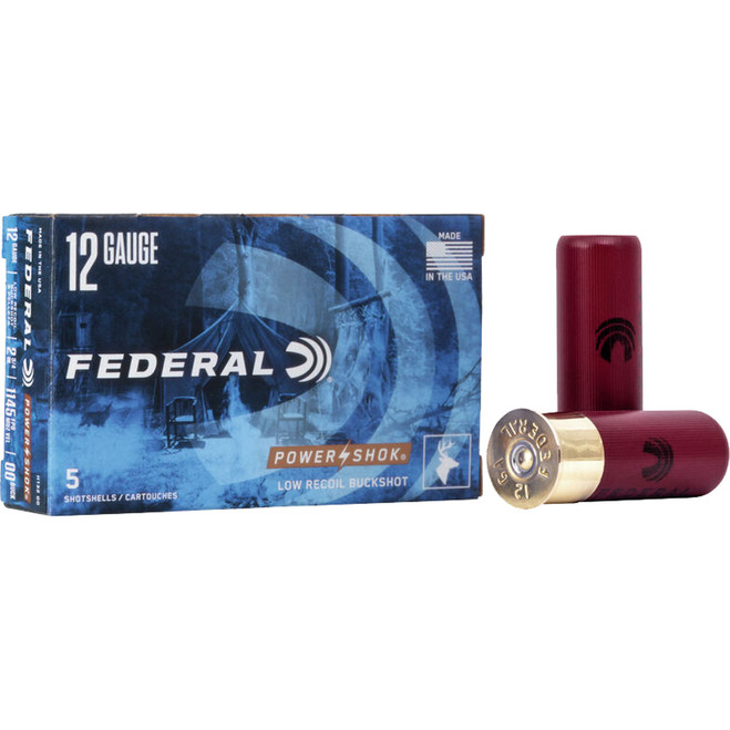 Federal Power-Shok Shotgun Ammo 12 ga. 2.75 in. 9 Pellets 00 Buck 5 rd.