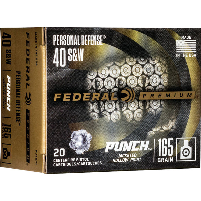 Federal Premium Punch Pistol Ammo 40 S&W 165 gr. JHP 20 rd.