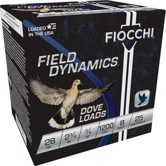 Fiocchi Dove & Target Loads 28 ga. 2.75 in. 3/4 oz. 8 Shot 25 rd.