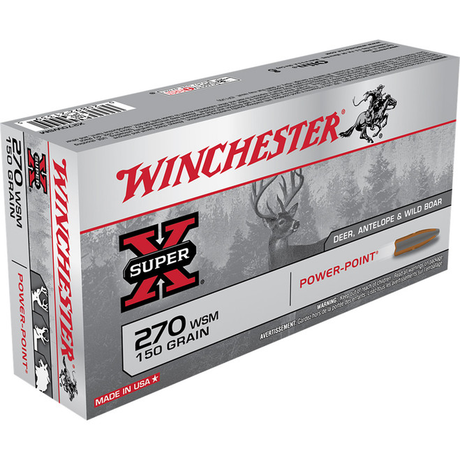 Winchester Super-X Rifle Ammo 270 WSM 150 gr. Power-Point 20 rd.