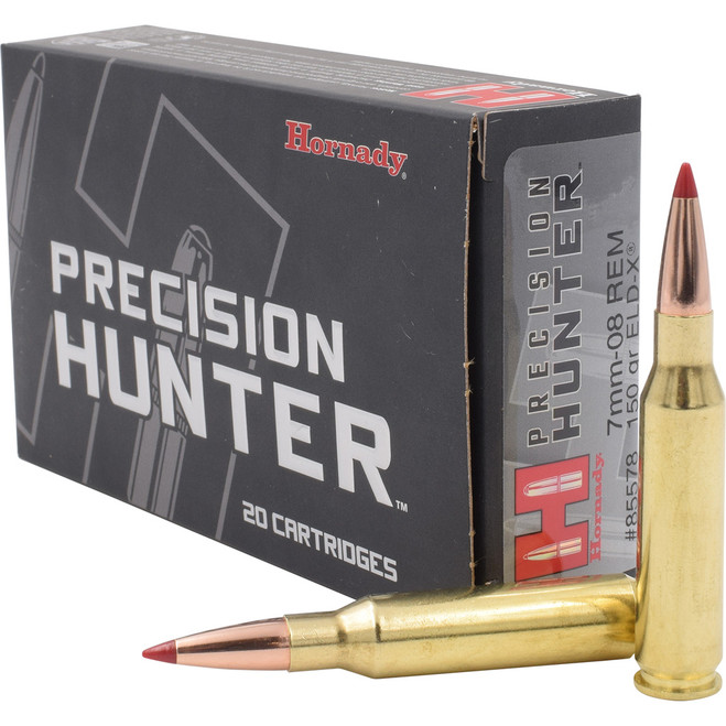 Hornady Precision Hunter Rifle Ammo 7mm-08 Rem. 150 gr. ELD-X 20 rd.