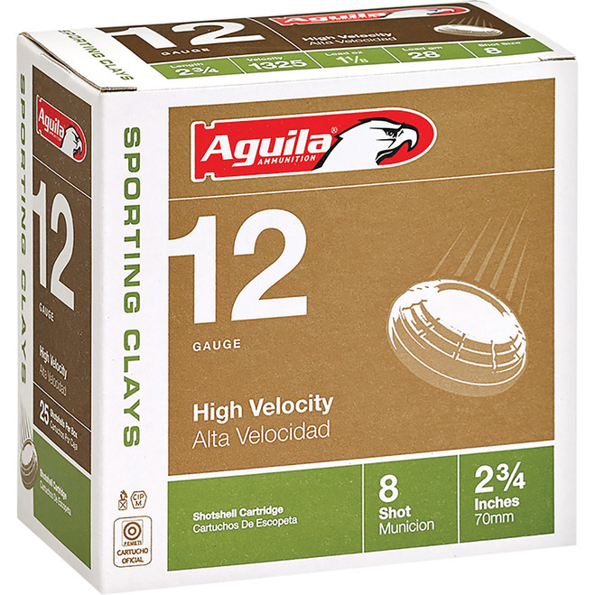 Aguila High Velocity Target Shotgun Load 12 ga. 2.75 in. 1 1/8 oz. 8 Shot 25 rd.
