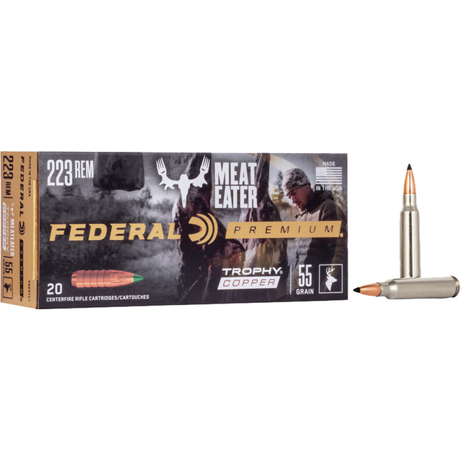Federal Premium Rifle Ammo 223 Rem. 55 gr. Trophy Copper 20 rd.