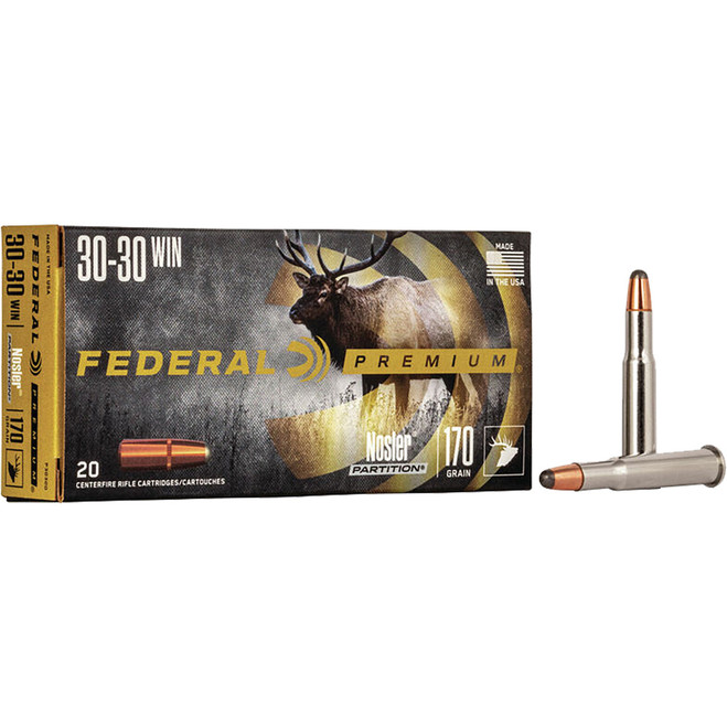 Federal Premium Rifle Ammo 30-30 Win 170 gr. Nosler Partition 20 rd. Federal Premium Rifle Ammo 30-30 Win 170 gr. Nosler Partition 20 rd.