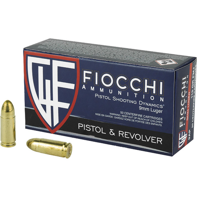 Fiocchi Range Dynamics Pistol Ammo 9mm 115 gr. FMJ 50 rd.
