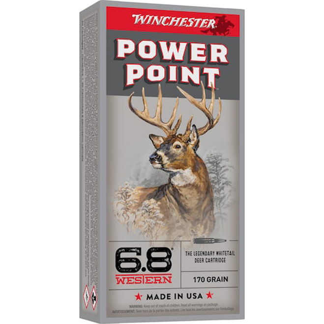 Winchester Power Point Rifle Ammo 6.8 Western 170 gr. Powerpoint SX 20 rd.
