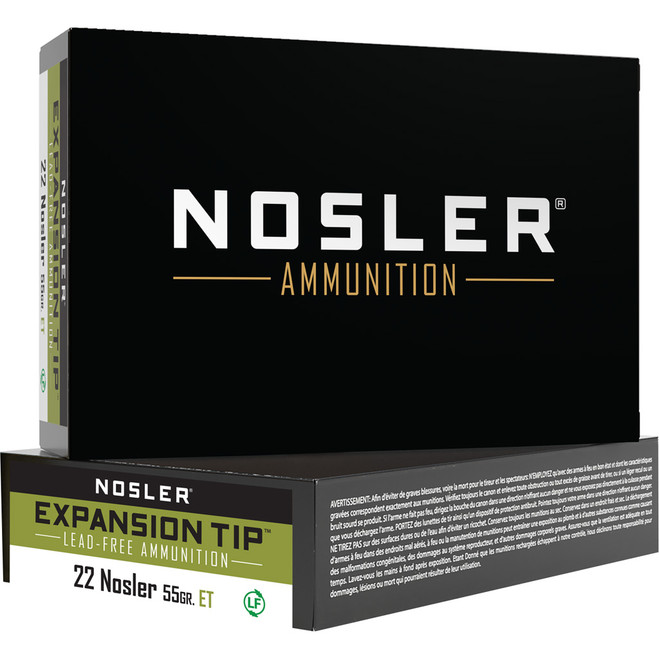 Nosler Expansion Tip Rifle Ammunition 22 Nosler 55 gr. ET SP 20 rd. Nosler Expansion Tip Rifle Ammunition 22 Nosler 55 gr. ET SP 20 rd.