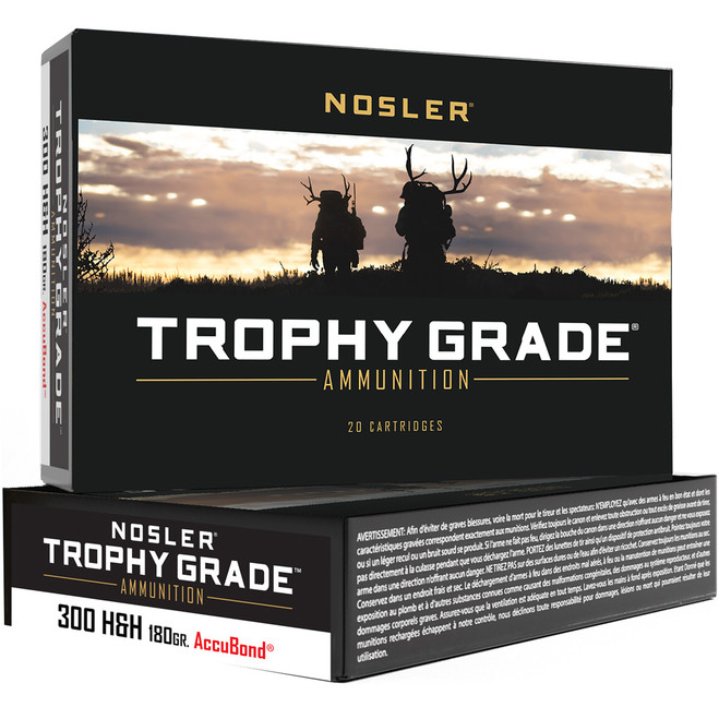 Nosler Trophy Grade Rifle Ammunition 300 H&H 180 gr. AB SP 20 rd.