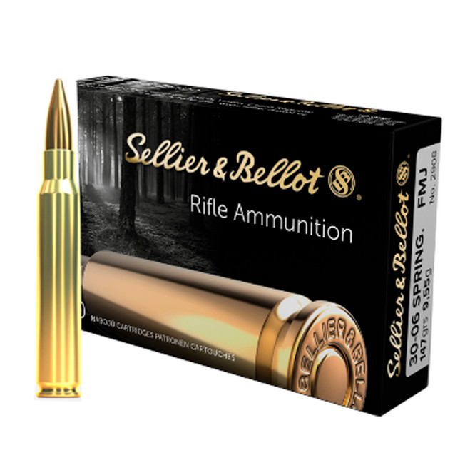 Sellier & Bellot Rifle Ammo 30-06 Springfield 147 gr. FMJ 20 rd.