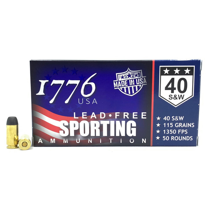 1776 USA Lead Free Sporting Pistol Ammo 40 S&W 115 gr. LFB 50 rd.