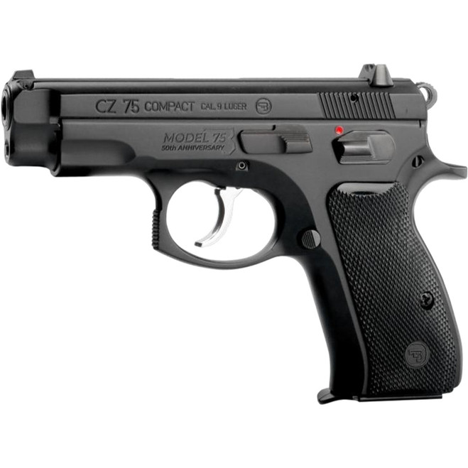 CZ 75 Compact 50th Anniversary Elite Pistol 9 mm 3.75 in. Black w/Manual Safety 15 rd.