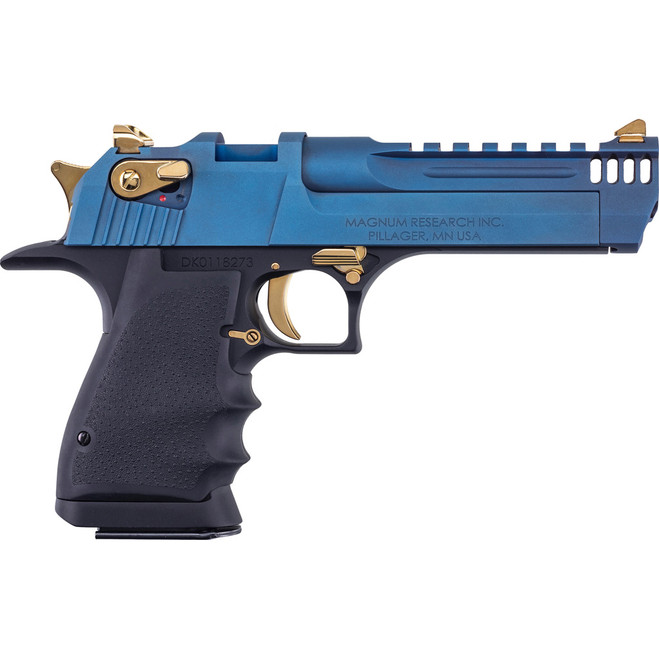 Magnum Research Desert Eagle L5 Pistol 50 AE 5 in. BLK Alum/Carbo Blue Slide/GLD 7 rd.