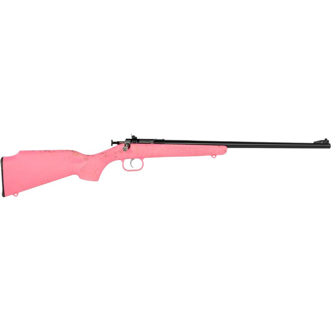 Keystone Crickett Rifle 22 LR 16.1 in. Blued/Pink w/Gold Web