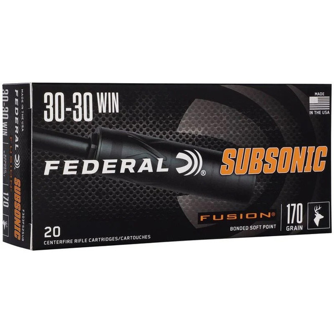 Federal Subsonic Rifle Ammo 30-30 Win 170 gr. Fusion Subsonic 20 rd.