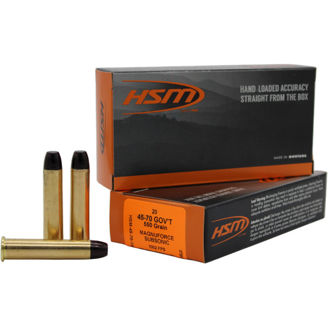 HSM Magnuforce Subsonic Ammo 45-70 Gov't 550 gr. 20rd.