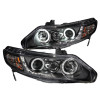 2006-2011 Honda Civic Projector Headlights w/ Halo Black (CCFL)