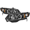 Honda Civic 06-11 2Dr Projector Headlights LED Halo Black High H1 Low H1 PRO-YD-HC06-2D-HL-BK