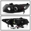 Honda Civic 06-11 2Dr Projector Headlights LED Halo Black High H1 Low H1 PRO-YD-HC06-2D-HL-BK