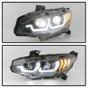 Spyder Honda Civic 16-21 2DR/4DR/Hatchback Headlight Black PRO-YD-HC16PL-SEQ-BK