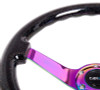 NRG Reinforced Steering Wheel (350mm / 3in. Deep) Classic Blk Sparkle w/4mm Neochrome 3-Spoke Center