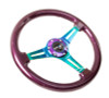 NRG Classic Wood Grain Steering Wheel (350mm) Purple Pearl Paint w/Neochrome 3-Spoke Center