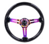 NRG Reinforced Steering Wheel (350mm / 3in. Deep) Blk Multi Color Flake w/ Neochrome Center Mark