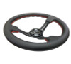 NRG Reinforced Steering Wheel (350mm / 3in. Deep) Black Leather/Red Stitch & Blk 3-Spoke w/Slits