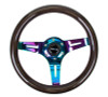 NRG Classic Wood Grain Steering Wheel (310mm) Black w/Neochrome 3-Spoke Center