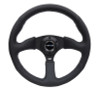 NRG Reinforced Steering Wheel (350mm / 2.5in. Deep) Blk Leather Comfort Grip w/5mm Matte Blk Spokes