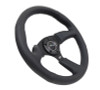 NRG Reinforced Steering Wheel (350mm / 2.5in. Deep) Blk Leather Comfort Grip w/5mm Matte Blk Spokes