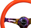 NRG Classic Wood Grain Steering Wheel (350mm) Neon Orange Color w/Neochrome Spokes