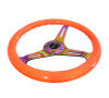 NRG Classic Wood Grain Steering Wheel (350mm) Neon Orange Color w/Neochrome Spokes