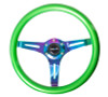 NRG Classic Wood Grain Steering Wheel (350mm) Green Pearl/Flake Paint w/Neochrome 3-Spoke Center