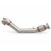 Full HARDmotion Hyper-Flow stainless downpipe with cast bellmouth and braided flex section
