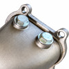 Two capped oxygen sensor bungs on the HARDmotion cast bellmouth