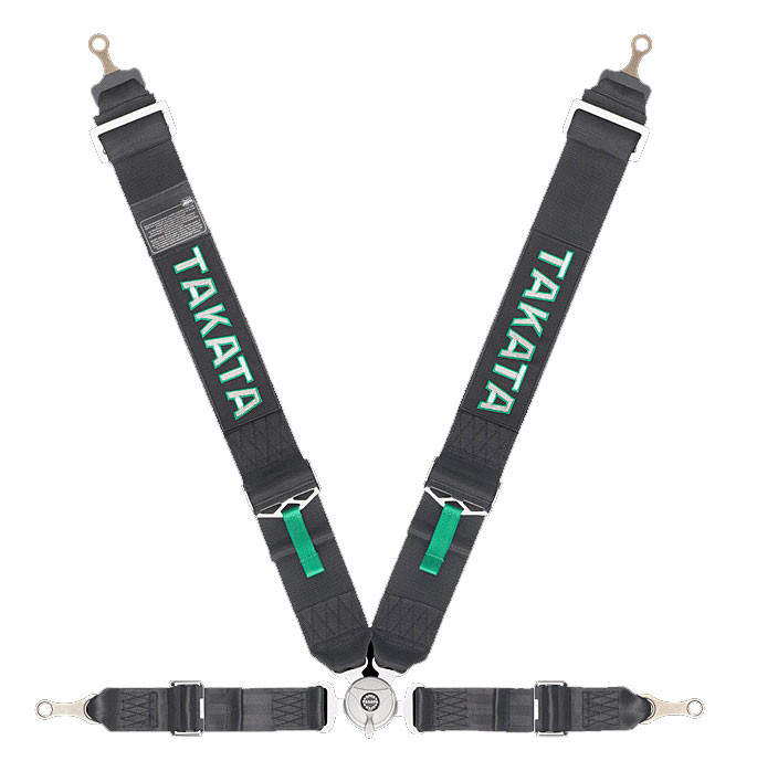 Takata Race 4 Snap / Bolt 4 Point 3" Racing Seat Belt Harness (Green