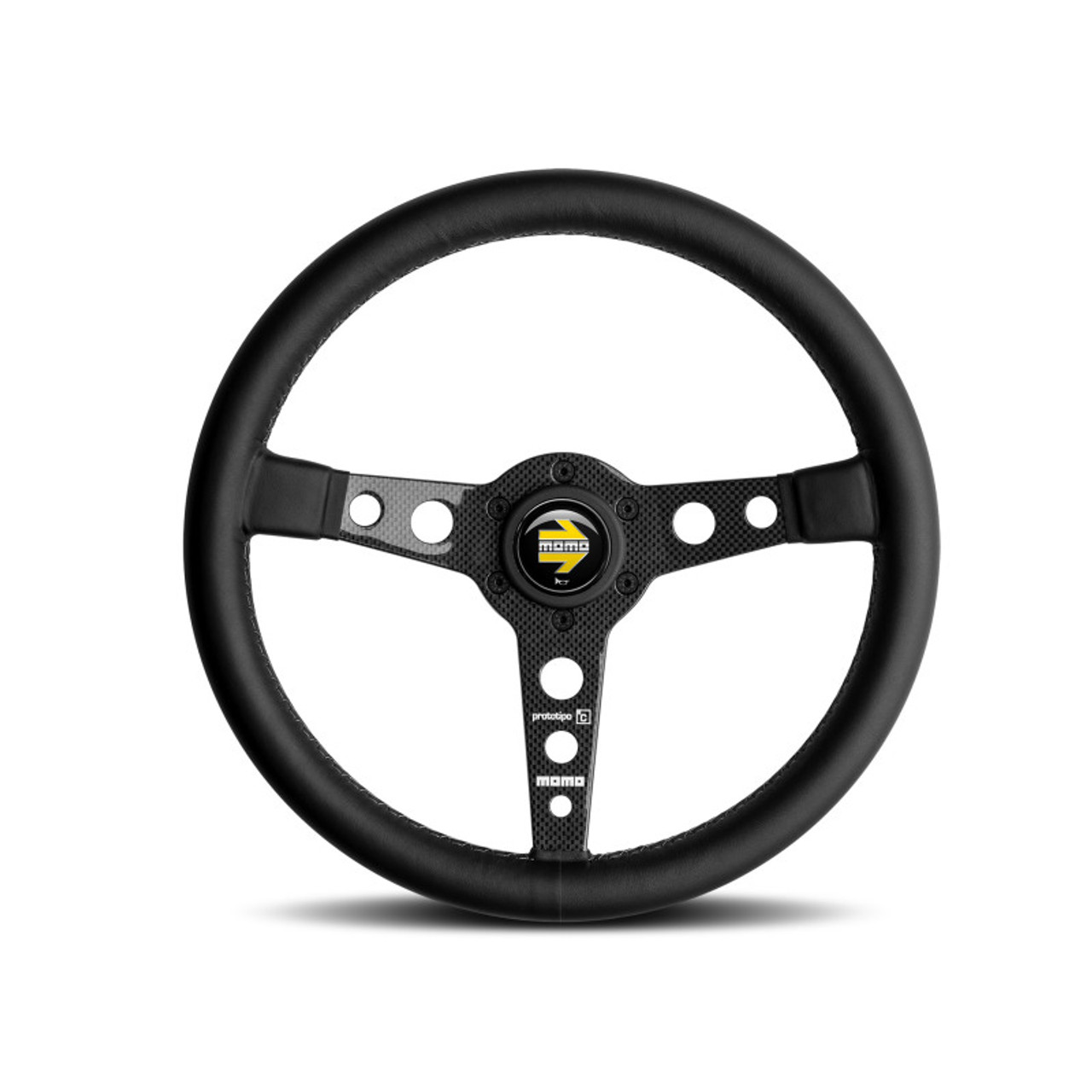 【海外限定】 Momo Prototipo Leather/Gry Black - mm 350 Wheel Steering 6C 果物