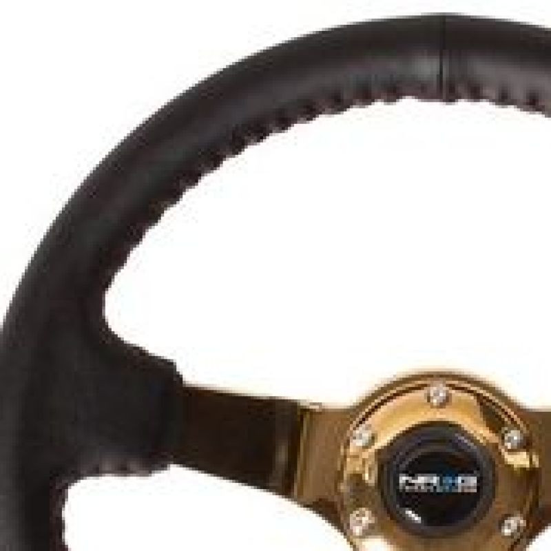 NRG Reinforced Steering Wheel (3in Deep / 4mm) 350mm Blk Leather w