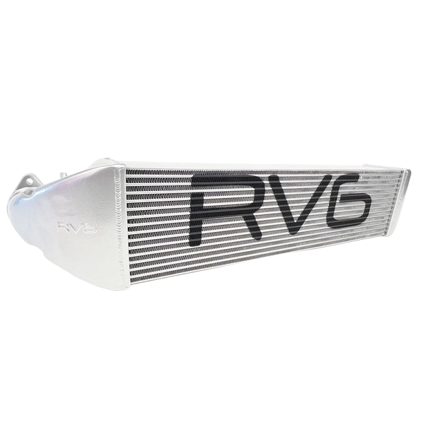 RV6 FL5 tube-and-fin front-mount intercooler in silver