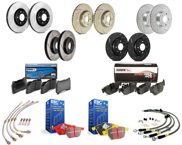Rotors
stoptech slotted front: 126.40057SL / 126.40057SR
stoptech slotted rear 2012 Civic Si: 126.40040SL  /126.40040SR
Stoptech Drilled and slotted fronts 2012 civic si: 127.40057L / 127.40057R
stoptech/centric blanks: rear 120.40040 front 120.40057 (2 of each)
HAWK Quiet Slot Rotors: HUS912 (front) HUS798  (rear)
HAWK SECTOR 27 ROTORS HAWK HR5363 FRONT HAWK HR5303 REAR
EBC Ultimax Slotted Rotors:  USR1473 front// USR7345 rear 
EBC 3gd FRONT: GD1473 REAR: GD7345

Pads:
EBC Yellow brake pads Front and Rear: DP41193R DP41655R
ebc red stuff front: DP31655C -- rear DP31193C
HAWK HPS PADS: HB393F.665 (front) HB145F.570 (rear)
HAWK HPS 5.0 front HB393B.665 Rear: HB145B.570


Lines:
stoptech brake line: 950.40011 (front) 950.40519 (rear)
goodridge brake line (all 4): 20028