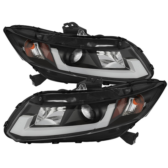 Spyder Honda Civic 2012-2014 Projector Headlights - Light Bar DRL Black PRO-YD-HC12-DRL-BK