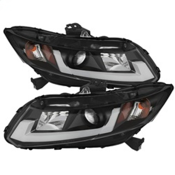 Spyder Honda Civic 2012-2014 Projector Headlights - Light Bar DRL Black PRO-YD-HC12-DRL-BK