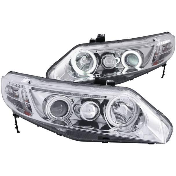 2006-2011 Honda Civic Coupe Projector Headlights w/ Halo Chrome (CCFL)