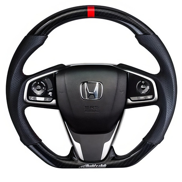 Buddy Club 2016-2021 Honda Civic Carbon / Leather Racing Spec Steering Wheel (BC08-RSSWFC-C)
