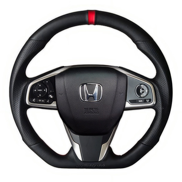 Buddy Club 2016-2021 Honda Civic Leather Red Ring Racing Spec Steering Wheel (BC08-RSSWFC-L)