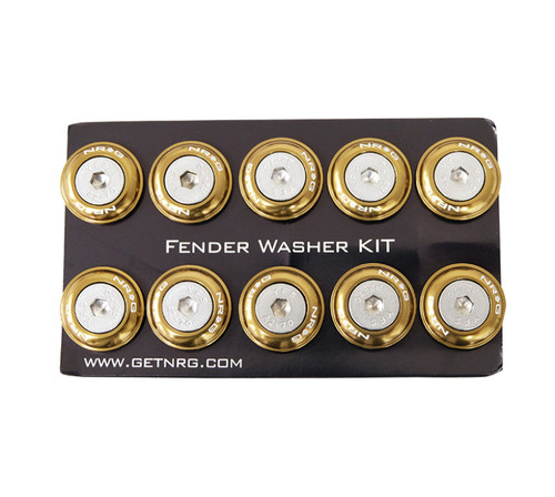 NRG Fender Washer Kit (TI Series) M6 Bolts/SS For Plastic (Silver Washer/TI Burn Screw) - Set of 10