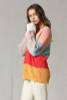 V Neck Multi Colors Pullover Sweater - Color Blocker