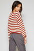 Ione Stripe Sweater - White/Burnt Orange