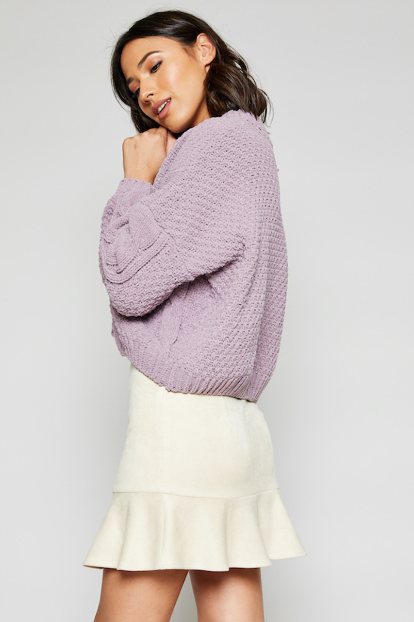 Azalea Crop Sweater - Lavender Violet